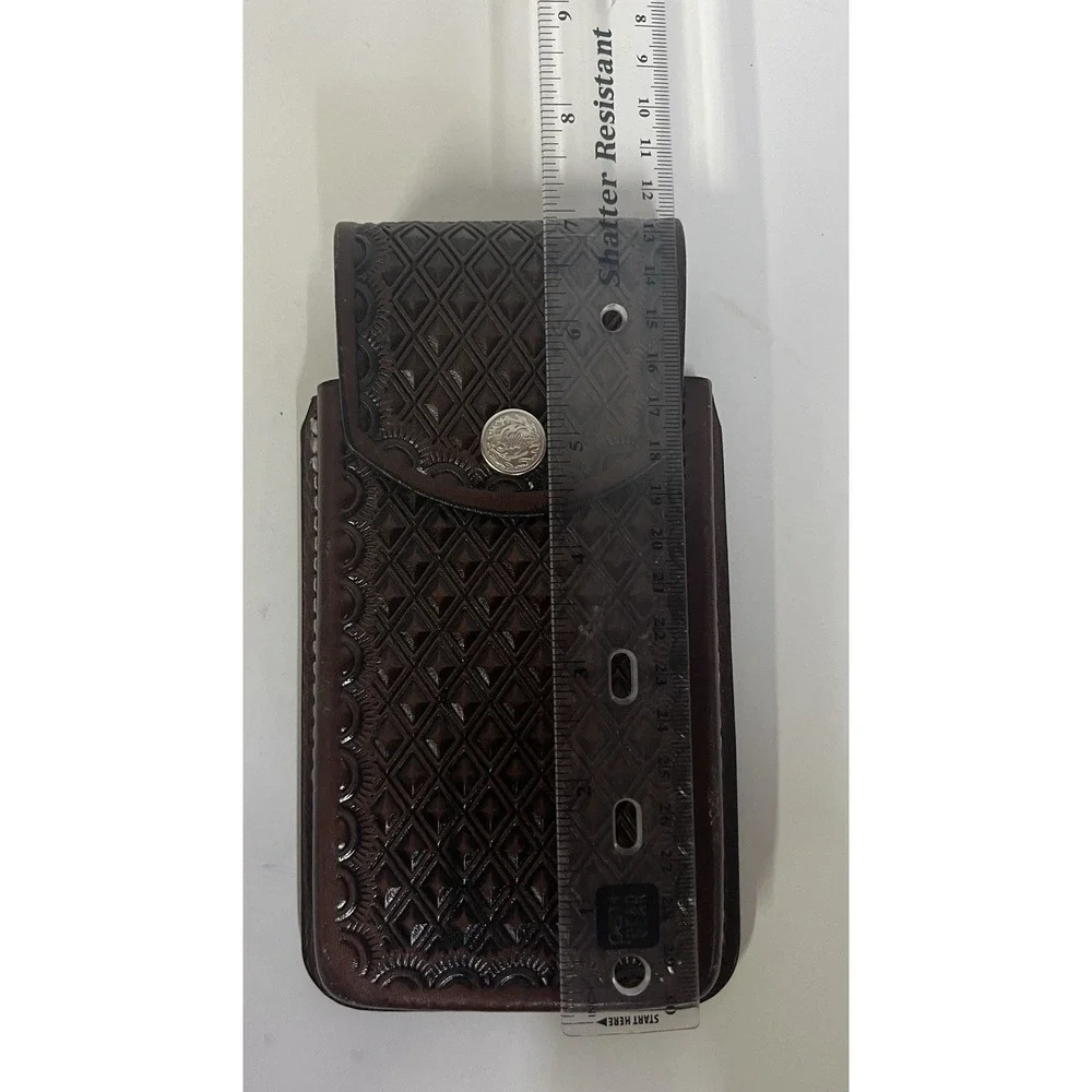 Western Cowhide Leather Western Phone Holder Grips From The Belt Color Brown